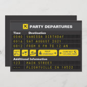 Aéroport Vol Départs Invitation Anniversaire (Devant / Derrière)