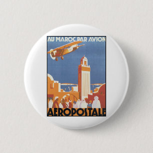 Aeropostale Au Maroc Par Avion Ronde Button 5,7 Cm
