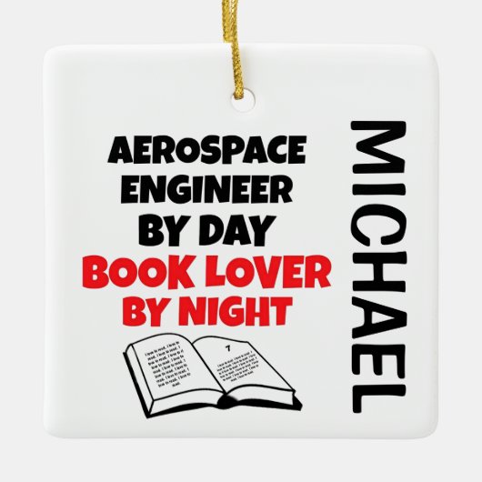 Aerospace Engineer houdt van het lezen van CUSTOM Keramisch Ornament (Voorkant)