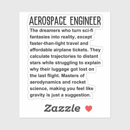 Aerospace Engineer Sticker (Vel)