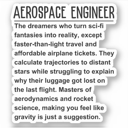 Aerospace Engineer Sticker (Voorkant)