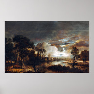 Aert van der Neer Moonlit Landschap Poster