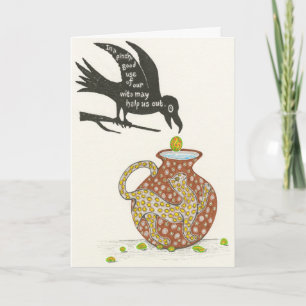 Aesop's Crow en de Pitcher Notecard Kaart