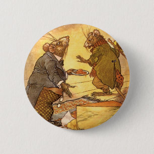 Aesop's Fable, Country Mouse, City Mouse Ronde Button 5,7 Cm