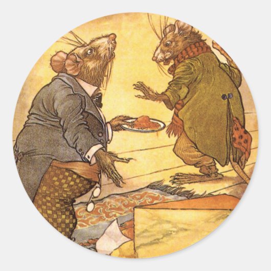 Aesop's Fable, Country Mouse, City Mouse Ronde Sticker (Voorkant)