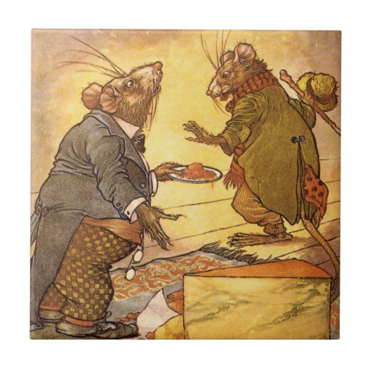 Aesop's Fable, Country Mouse, City Mouse Tegeltje (Voorkant)