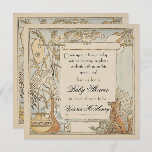 Aesop's Storybook Baby Shower Invitations Kaart (Voorkant / Achterkant)