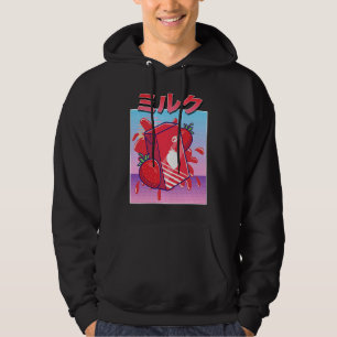 Aesthetic Aardbei Milkshake Vaporwave 90s Japans Hoodie