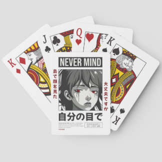 Aesthetic Anime Girl Playing Cards - "Never Mind"  Pokerkaarten