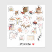 Aesthetic Book & Flower Stickers (Feuille)
