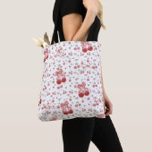 Aesthetic Cherry Tote Bag with Hearts & Bow (De près)