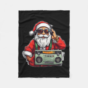 Aesthetic Christmas 90's Hip Hop Radio Santa Boomb Fleece Deken