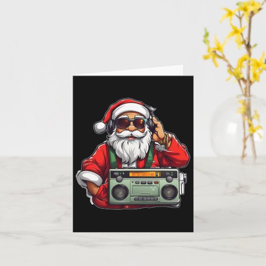 Aesthetic Christmas 90's Hip Hop Radio Santa Boomb Kaart (Gele Bloem)