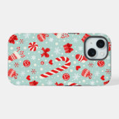 Aesthetic Christmas Pattern Candy iPhone 15 Hoesje (Achterkant horizontaal)