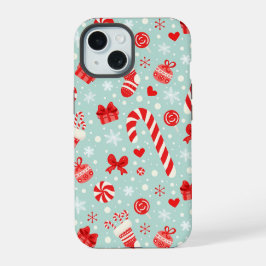 Aesthetic Christmas Pattern Candy iPhone 15 Hoesje