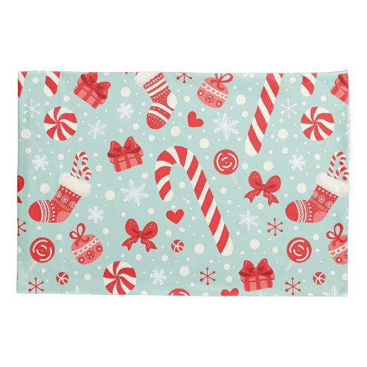 Aesthetic Christmas Pattern Candy Kussensloop (Achterkant)
