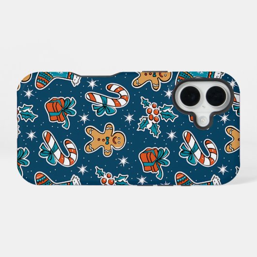 Aesthetic Christmas Pattern Santa Candy iPhone 16 Hoesje (Achterkant horizontaal)
