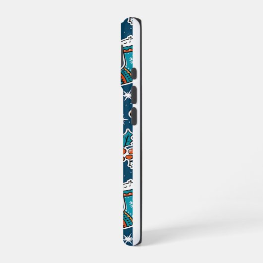 Aesthetic Christmas Pattern Santa Candy iPhone 16 Hoesje (Linkerkant)