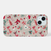 Aesthetic Christmas Pattern Tree Candy iPhone 15 Hoesje (Achterkant horizontaal)