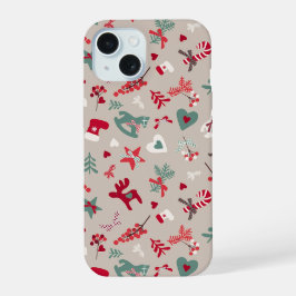 Aesthetic Christmas Pattern Tree Candy iPhone 15 Hoesje
