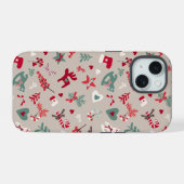 Aesthetic Christmas Pattern Tree Candy iPhone 15 Hoesje (Achterkant horizontaal)