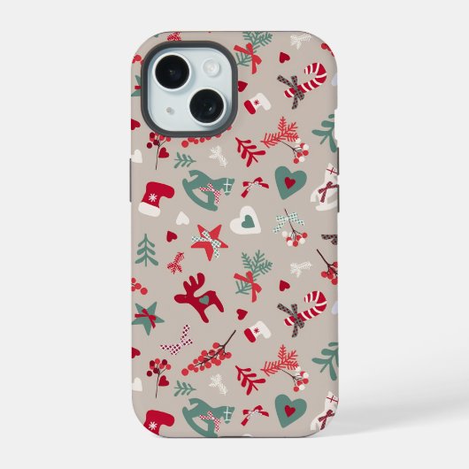 Aesthetic Christmas Pattern Tree Candy iPhone 15 Hoesje (Achterkant)