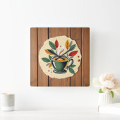 Aesthetic Coffee & Kitchen Wall Art Vierkante Klok (Huis)