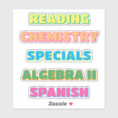 Aesthetic Drop Shadow School Subject Stickers (Feuille)