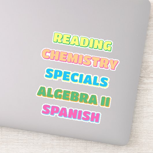Aesthetic Drop Shadow School Subject Stickers (Détail)