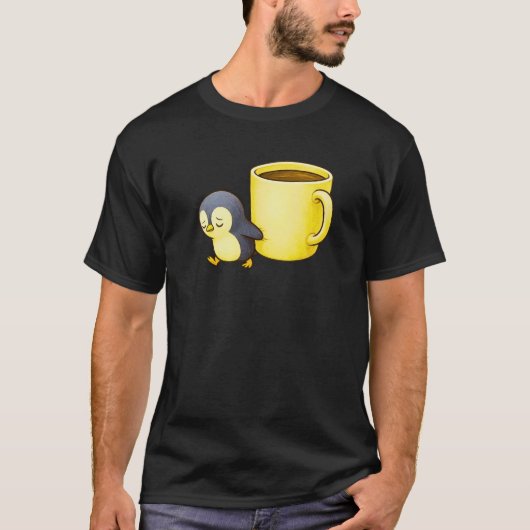 Aesthetic Exhausted Penguin • Oversized Coffee Cup T-shirt (Voorkant)