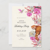 Aesthetic flora fauna spring birthday kaart (Voorkant)