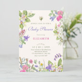 Aesthetic floral bloom garden baby shower kaart (Staand voorkant)