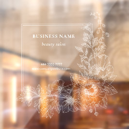 Aesthetic Floral Border Beauty Salon Business Name Raamsticker
