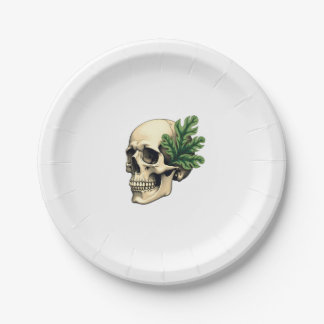 Aesthetic Goth Grunge Skull Tropical Monstera Leaf Papieren Bordje
