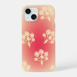 Aesthetic gradient with flowers iPhone 15 hoesje
