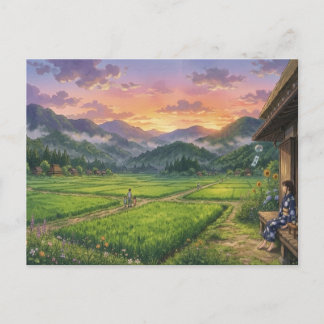 Aesthetic Japanese Summer Sunset Postcard Briefkaart