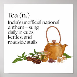 Aesthetic Modern Indian Tea Quote Wall Art  Poster
