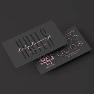 Aesthetic Nail Tech Spa Therapeut Pink Zwart Klantenkaartje