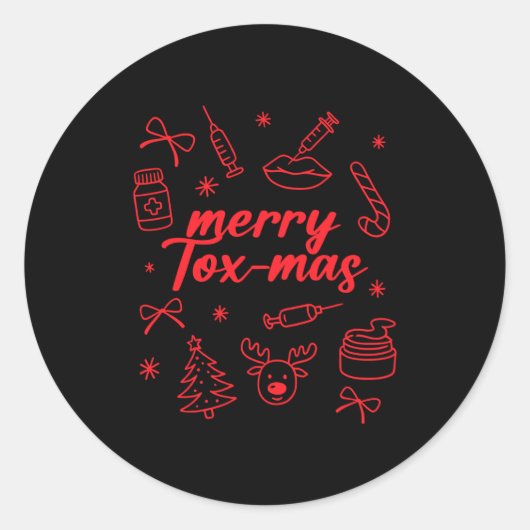 Aesthetic Nurse Injector Botox Er Xmas Merry Tox-m Ronde Sticker (Voorkant)