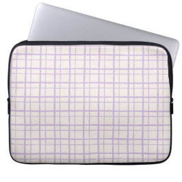 Aesthetic Pastel Hand Drawn Grid Dusty Lilac Laptop Sleeve