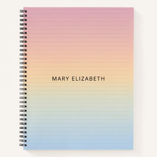 Aesthetic Pastel Ombre Lines Personalized Notebook Notitieboek (Voorkant)
