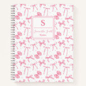Aesthetic Pink Coquette Bow Custom Name  Notitieboek (Voorkant)