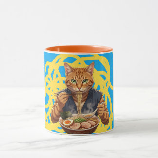 Aesthetic Ramen Cat Japanese Pop Art Orange Tabby Mok