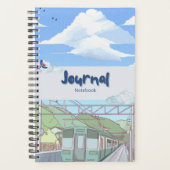 Aesthetic Sky & Train Journal Notebook | Cute Past Planner (Voorkant)