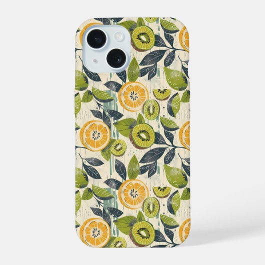 Aesthetic Summer Lemon Kiwi Pattern iPhone Case (Verso)