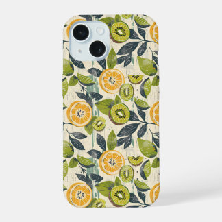 Aesthetic Summer Lemon Kiwi Pattern iPhone Case 15 Hoesje