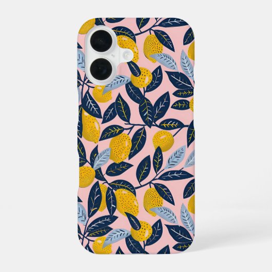 Aesthetic Summer Lemon Pattern iPhone Case 16 Hoesje (Achterkant)