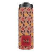 Aesthetisch bruin Burgundy Monogram Floral Pattern Thermosbeker (Voorkant)