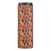 Aesthetisch bruin Burgundy Monogram Floral Pattern Thermosbeker (Achterkant)