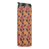 Aesthetisch bruin Burgundy Monogram Floral Pattern Thermosbeker (Geroteerd rechts)